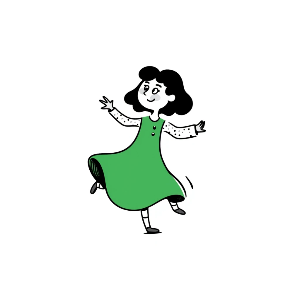 girl in green dress sticker