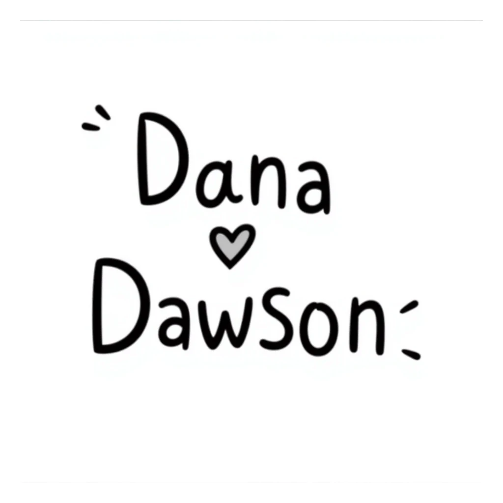 'Dana Dawson' name in a playful and informal hand-drawn doodle style sticker