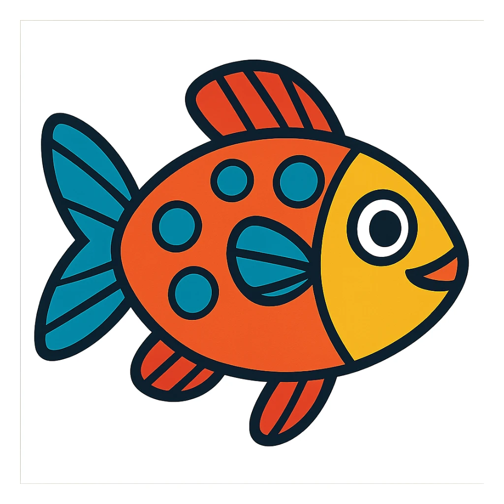 fish in vibrant toon style, colorful, lively sticker
