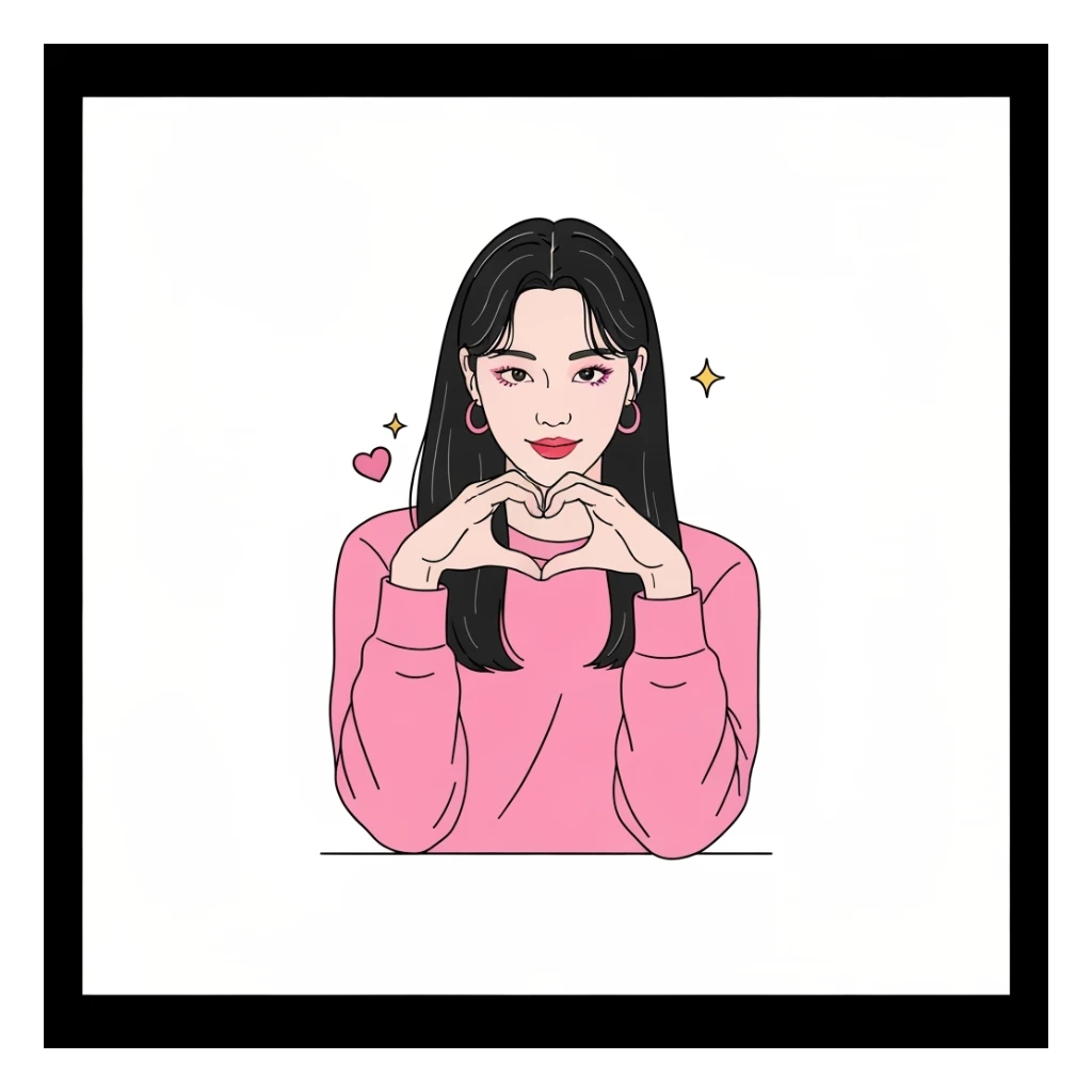 kpop heart, cute, expressive, minimal sticker