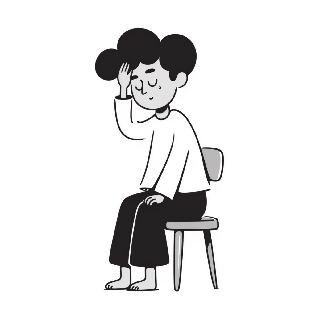 A pale person feeling dizzy and fatigued due to anemia sticker