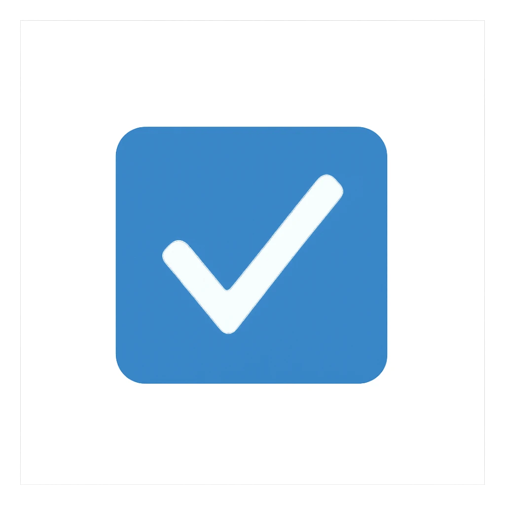 digital illustration of a blue square with a white tick in the middle sticker