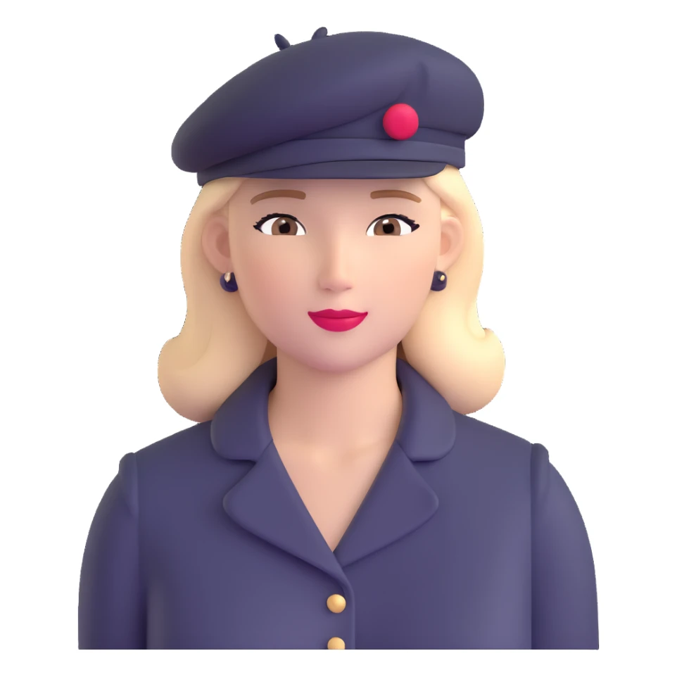 Parisian woman wearing a beret hat sticker
