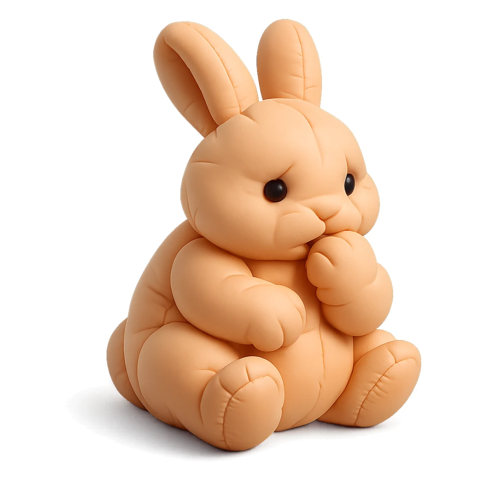 apricot bunny biting paw nervously, full body, cushion style, flawless appearance, no imperfections sticker