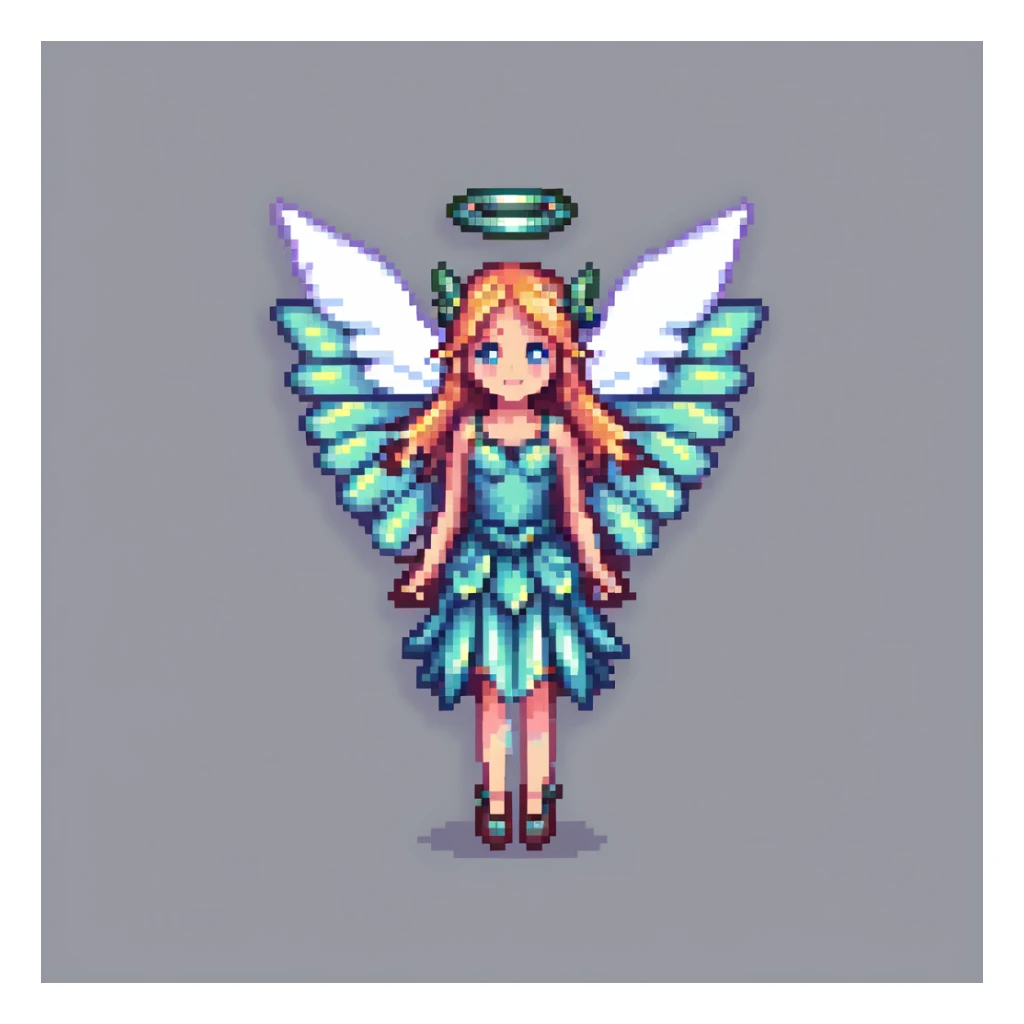 fairy with wings, night scene, sparkling magical aura sticker