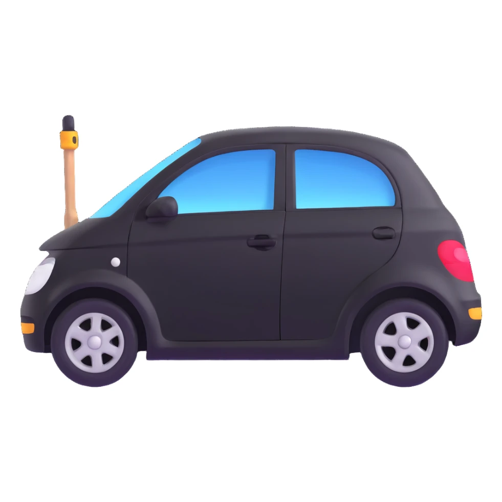 black luxury car door with a clearly visible dent on the bodywork, PDR (Paintless Dent Repair) tools such as rods positioned above the damage, elegant and modern sticker