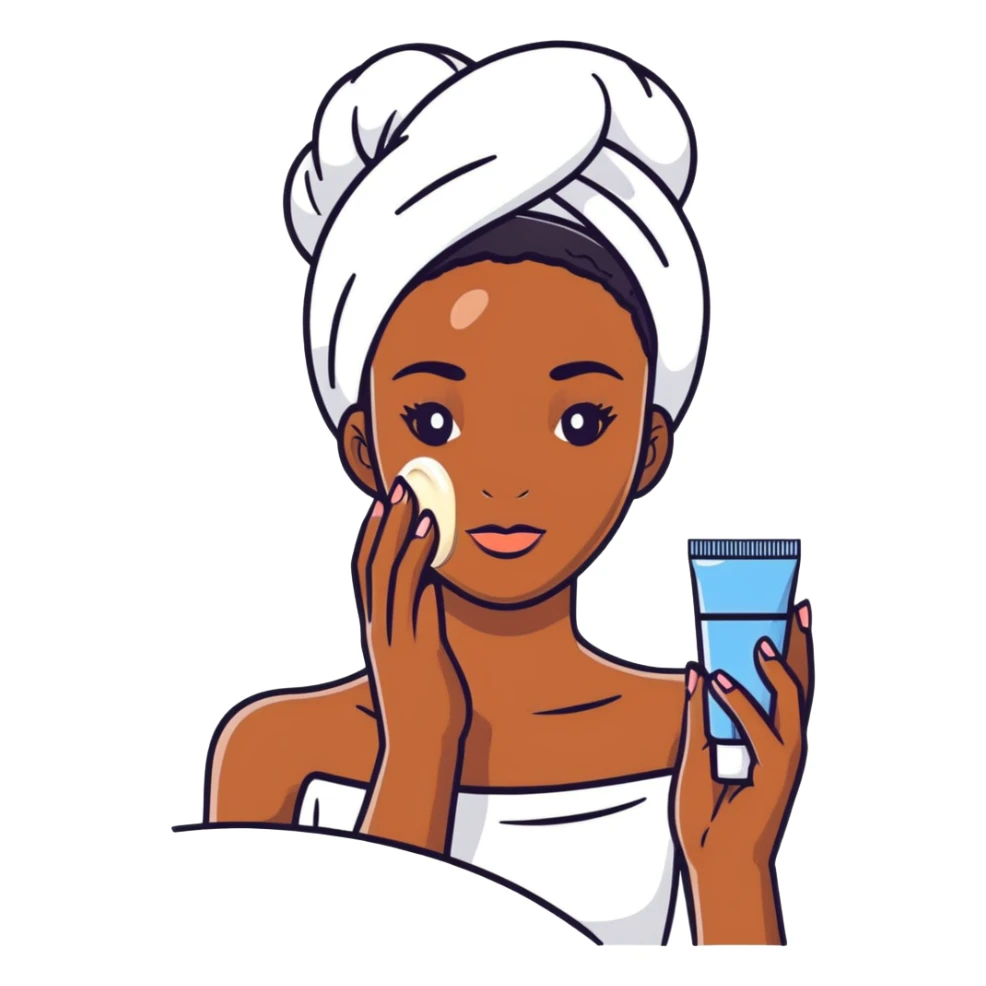 Black girl with moisturizer skincare routine sticker