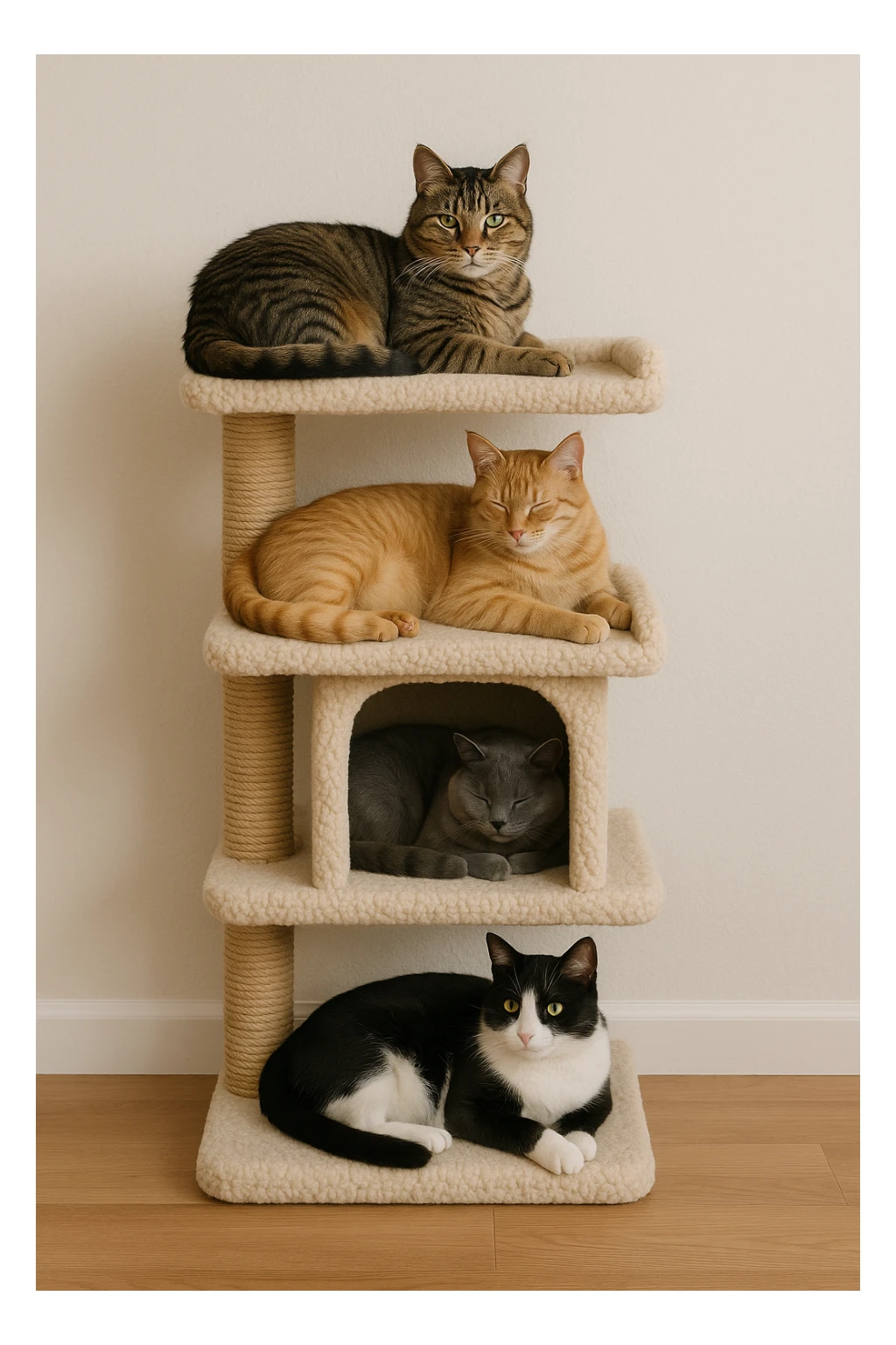 cats relaxing in a vertical playhouse sticker