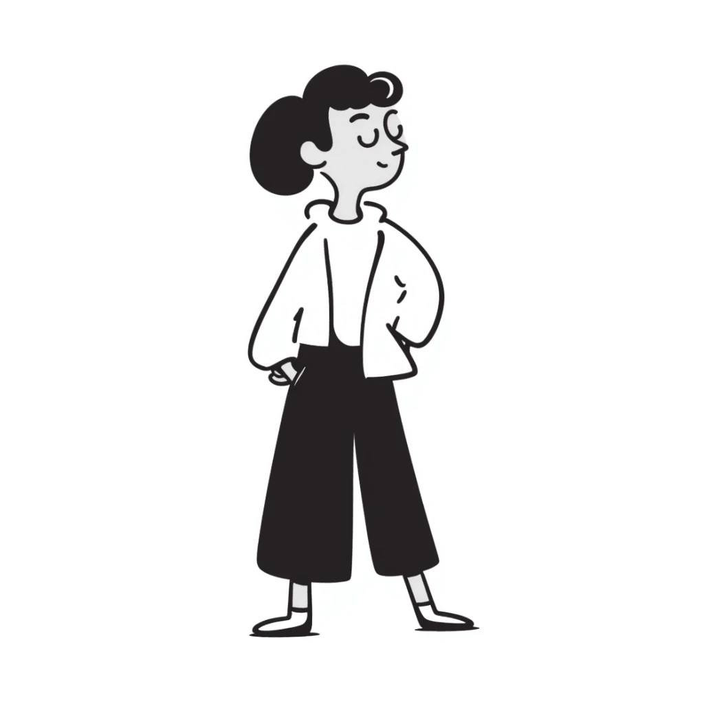 Hand-drawn figure in casual clothing, standing pose sticker
