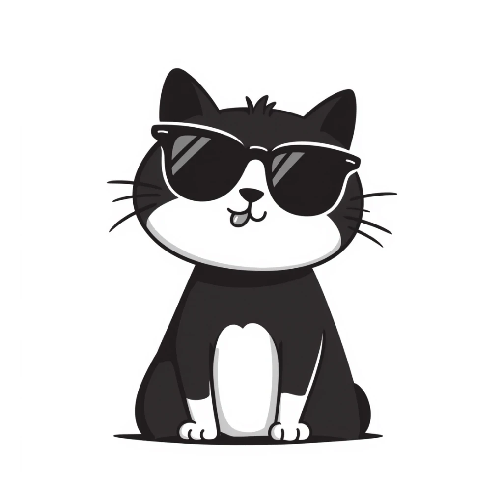 cat wearing oversized sunglasses making a goofy face sticker
