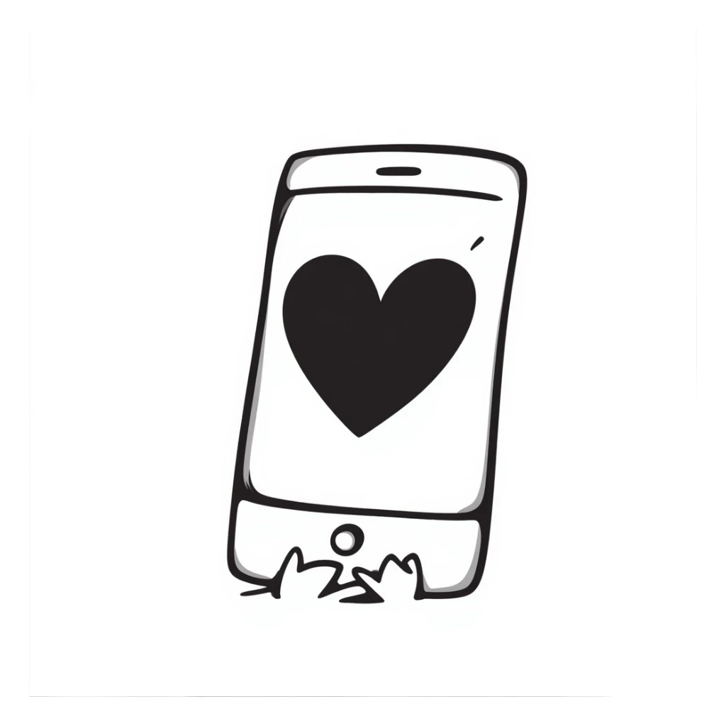 smartphone with a big heart sticker