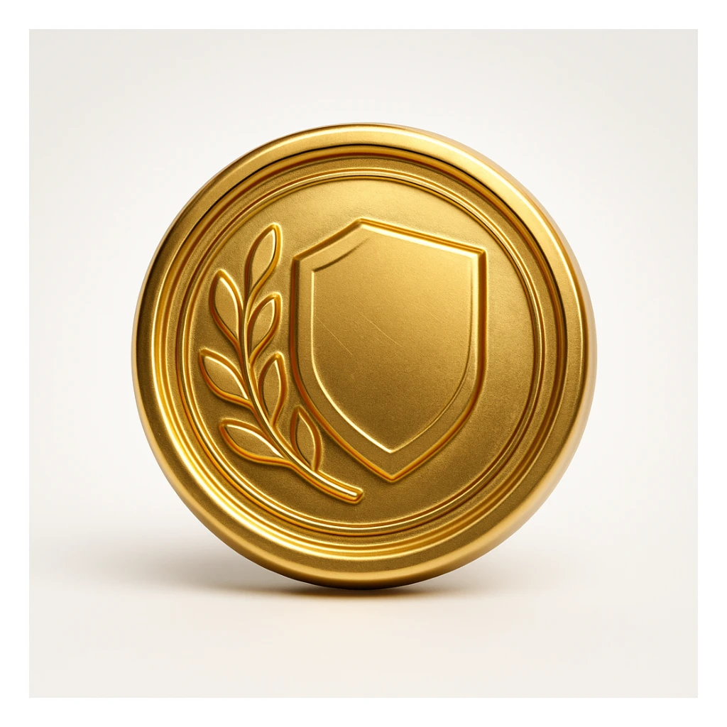 a gold emblem, modern and minimal, in gold objects style sticker