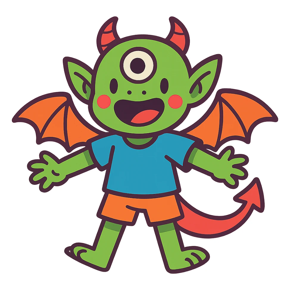 kid character that is 20% dragon, 60% alien, and 20% demon sticker