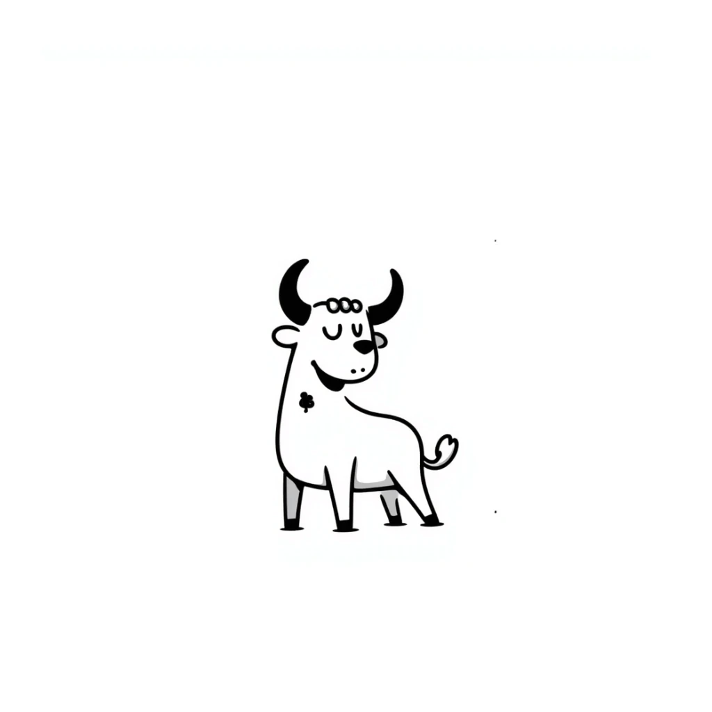 a hand drawn doodle style steer, sketchy, black and white sticker
