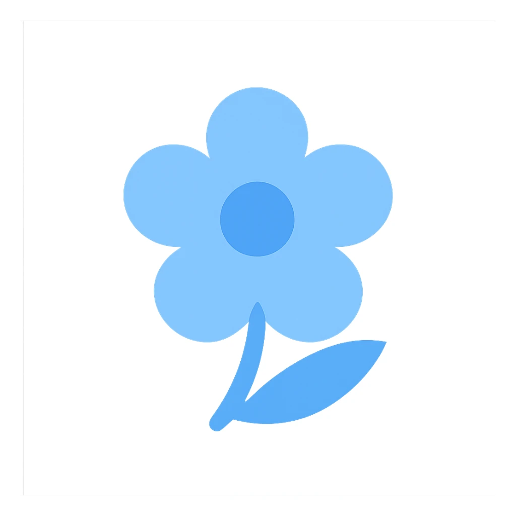 light blue flower, flat color icon style, clean and contemporary sticker