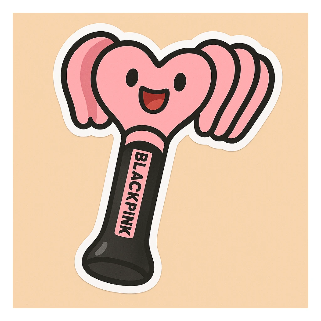 Convert to sticker style with a white border, keep the BLACKPINK-inspired pastel toon look. sticker