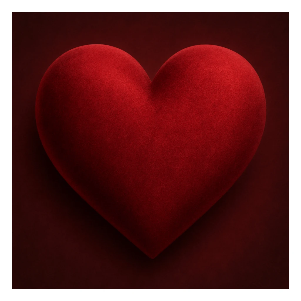 heart with a velvet matte finish, digital illustration sticker