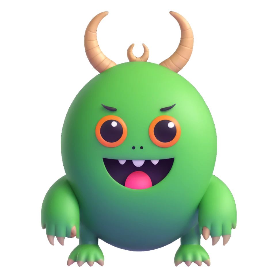 one-eyed green round monster with little horns like in Monsters Inc sticker