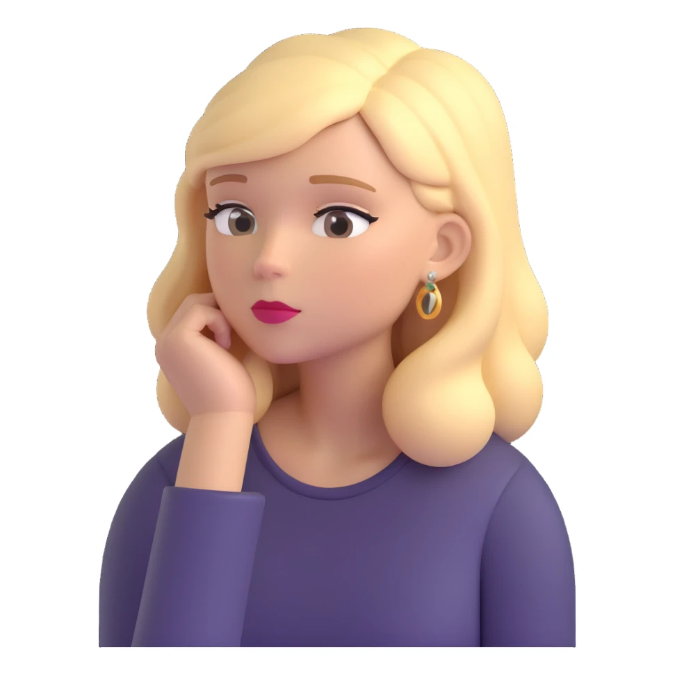 woman with blonde hair thinking sticker