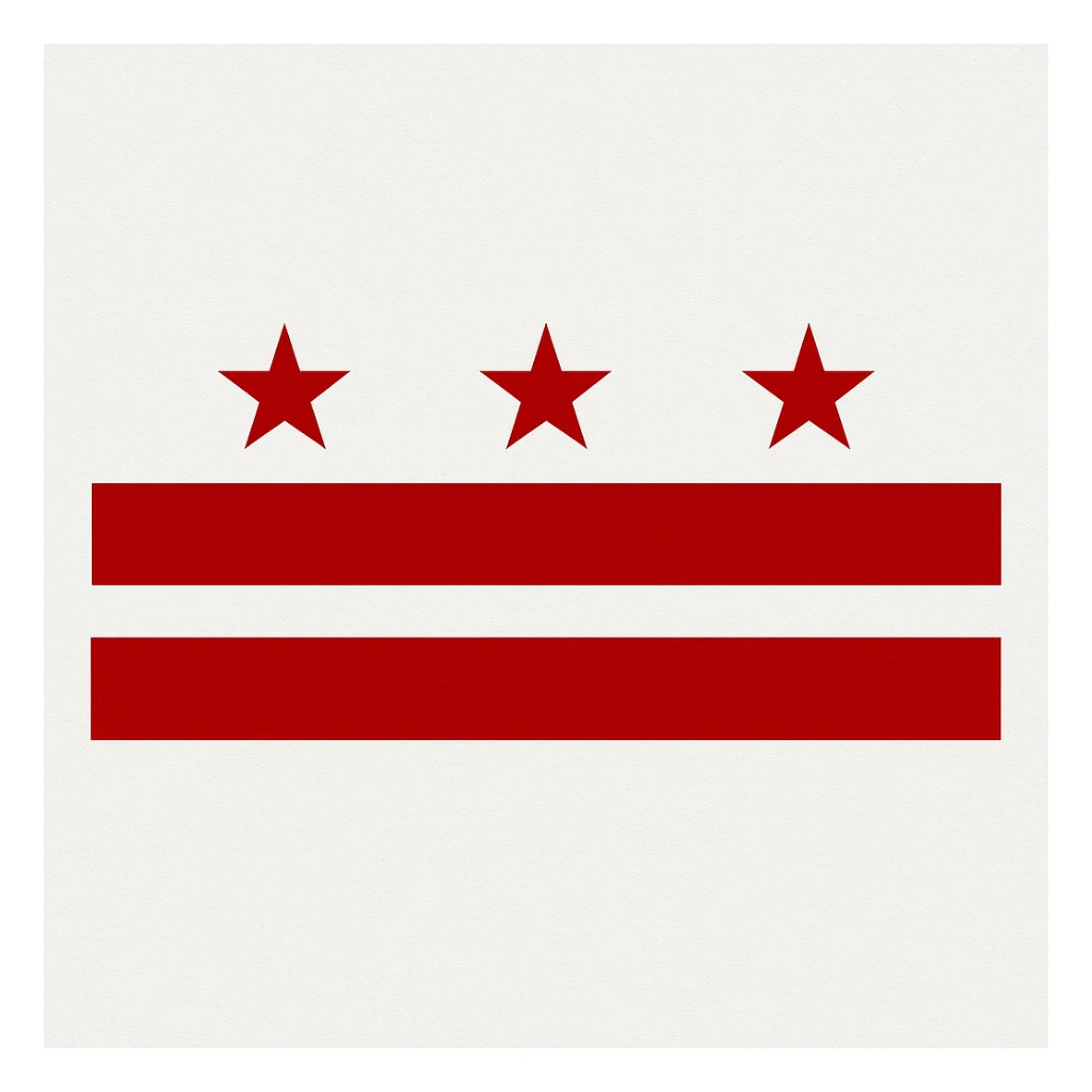 flag with a white background, two horizontal red stripes, and three red stars above the stripes sticker