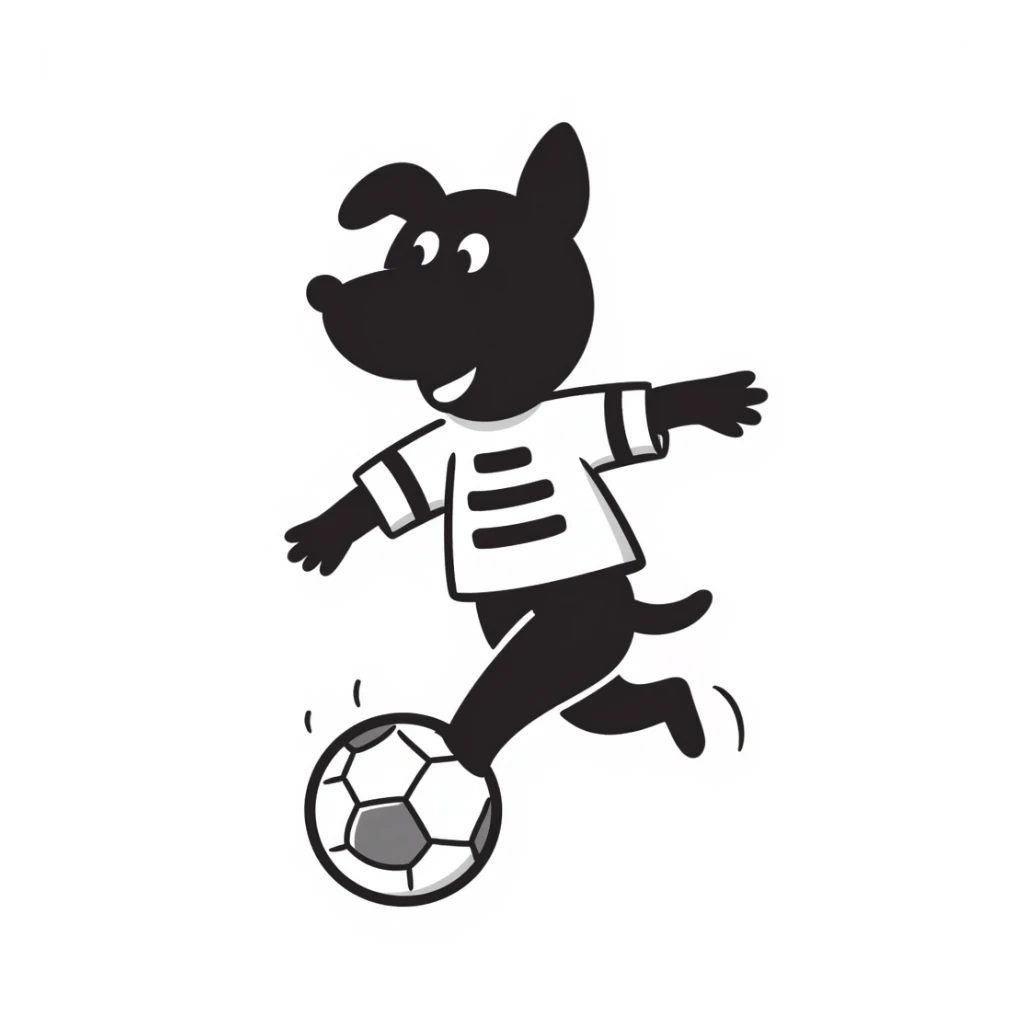 a dog playing soccer, hand drawn doodle style sticker