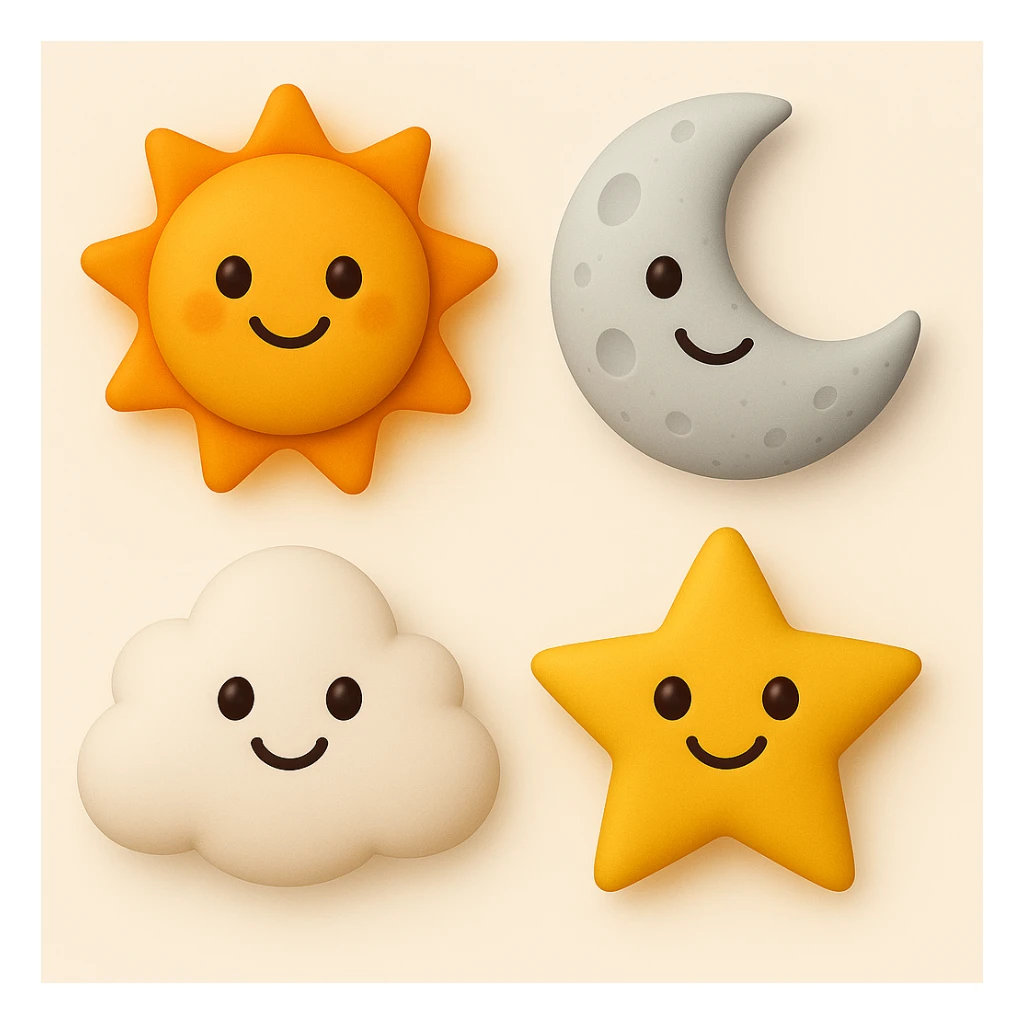 make four emojis in same style sticker