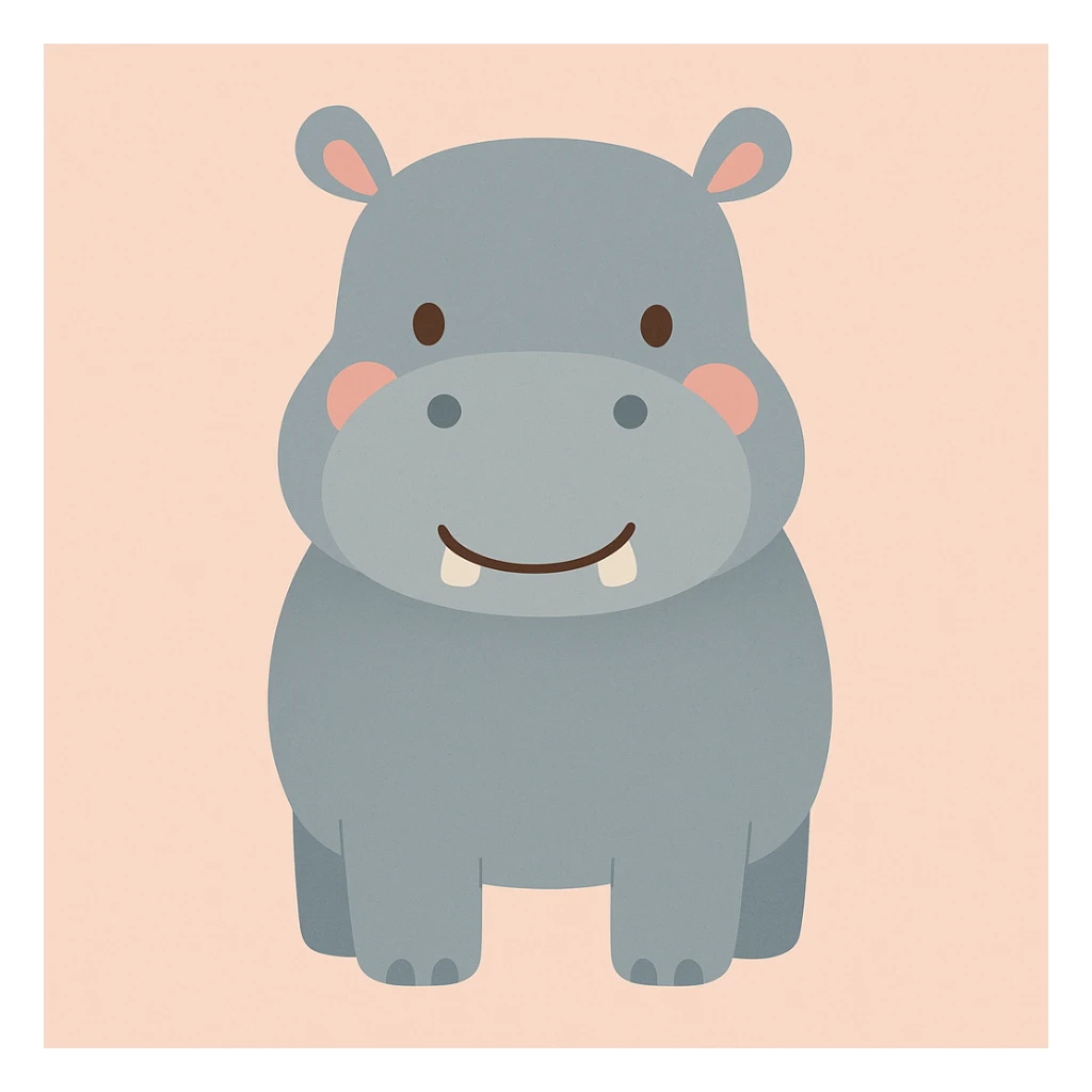 Flat design style hippopotamus sticker
