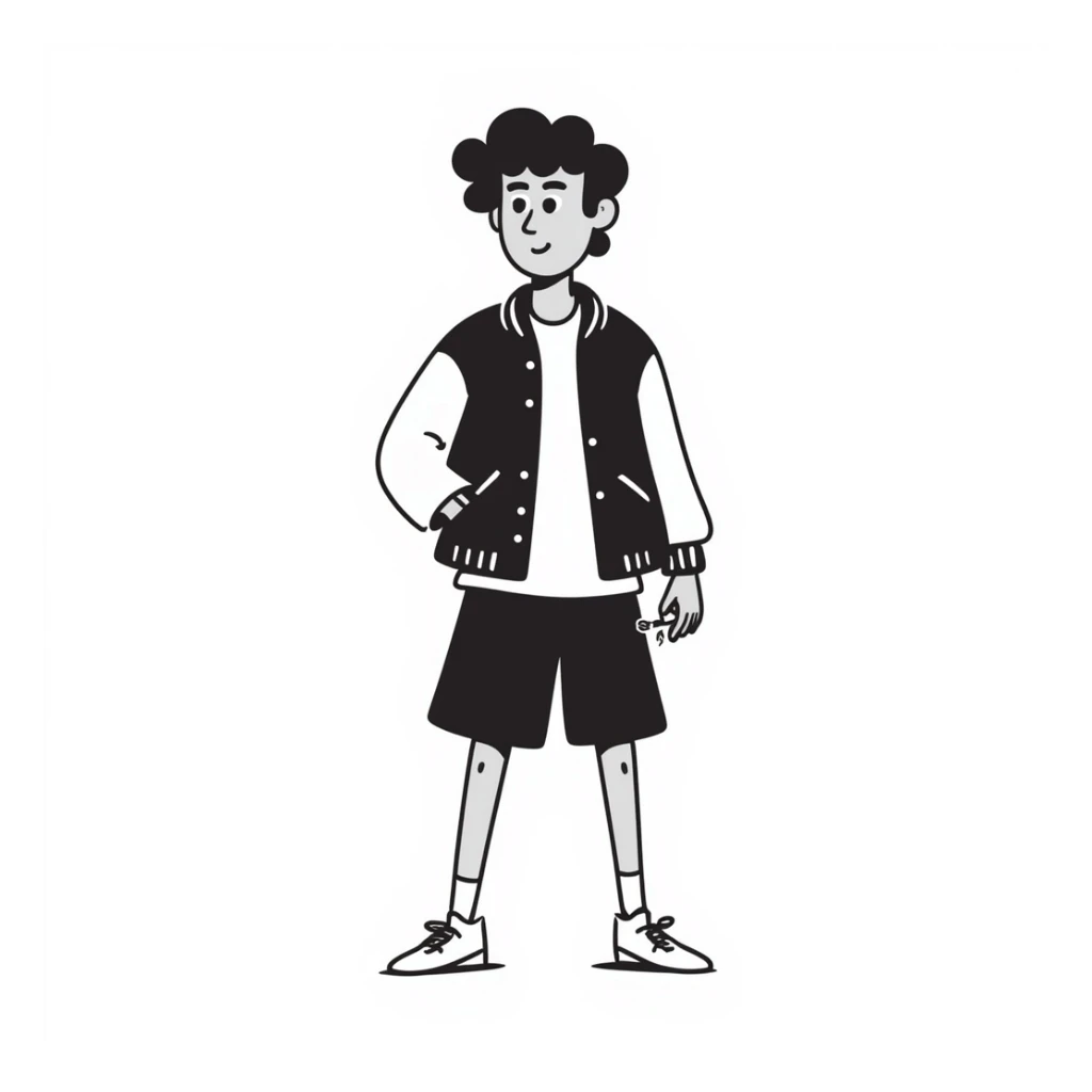 jock with a cigarette, hand-drawn doodle style sticker