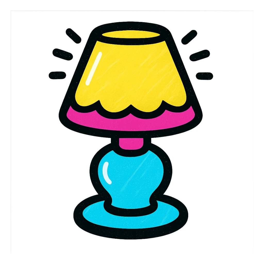 vibrant pop art style neon sign of a lamp sticker