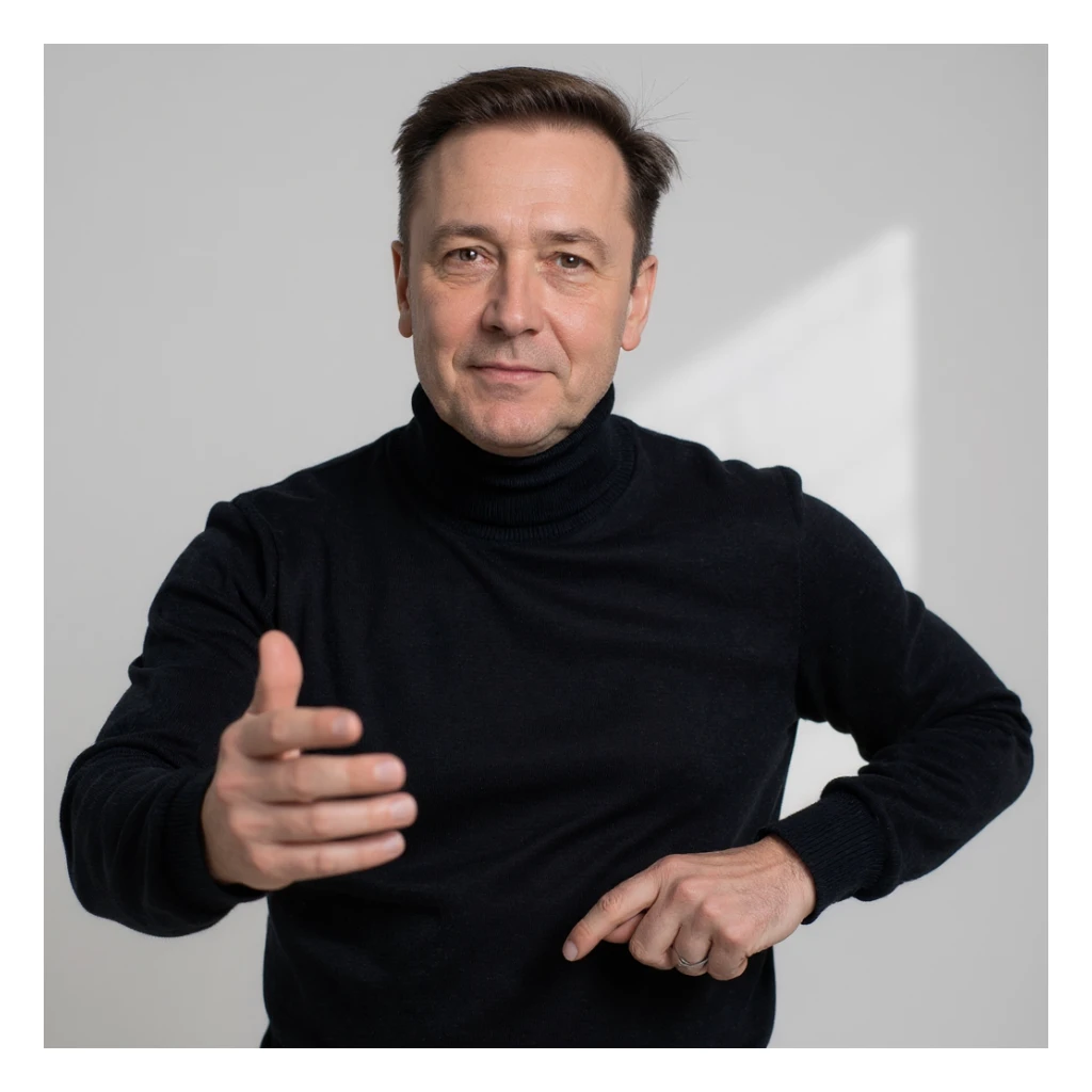 Vertical 2:3 photograph inspired by the reference image, featuring an elegant man in a black sweater, fasting theme. The man is doing morning stretching with natural light in a clean environment. Realistic style, clearly conveying the concept of fasting. sticker