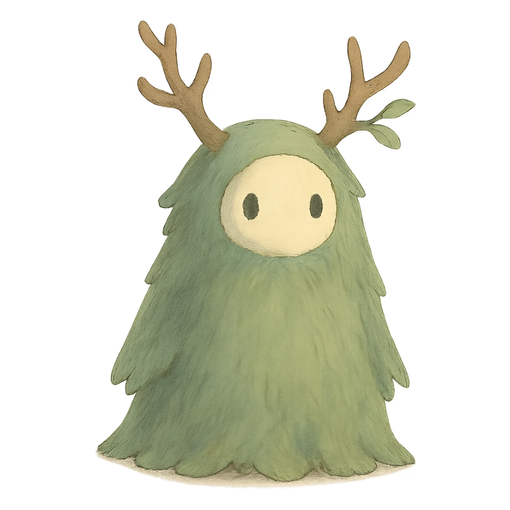 forest spirit character in ghibli style with soft colors and whimsical atmosphere sticker