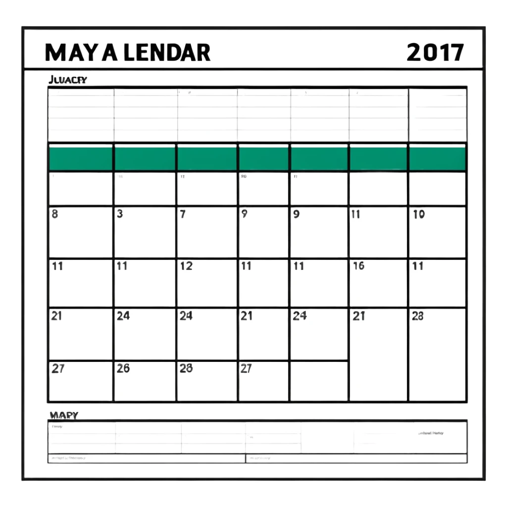 Geometric Maya style calendar - scheduling replies, strictly white and deep dark green only, angular sharp lines sticker