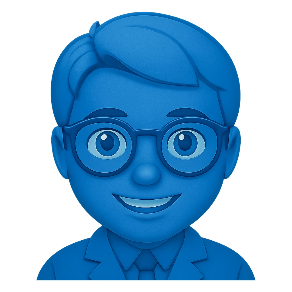 An eye doctor emoji in emoji style with a blue color sticker