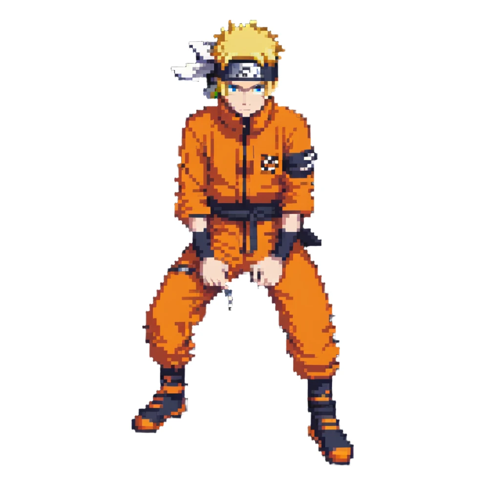 Naruto wearing iconic orange jumpsuit and ninja headband sticker