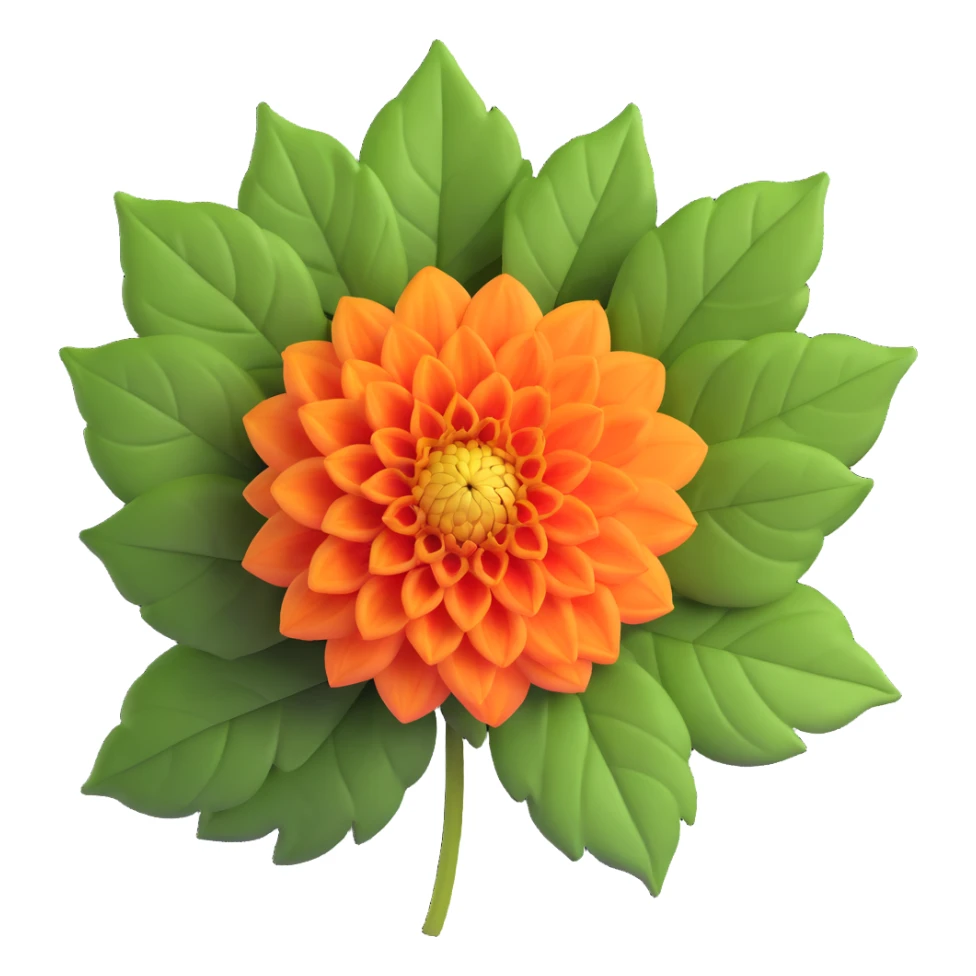 dahlia flower with green leaves sticker