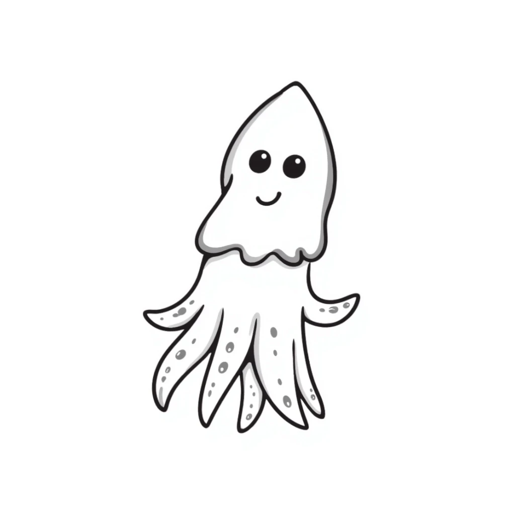 Happy squid with cute expressive eyes and wiggly tentacles sticker