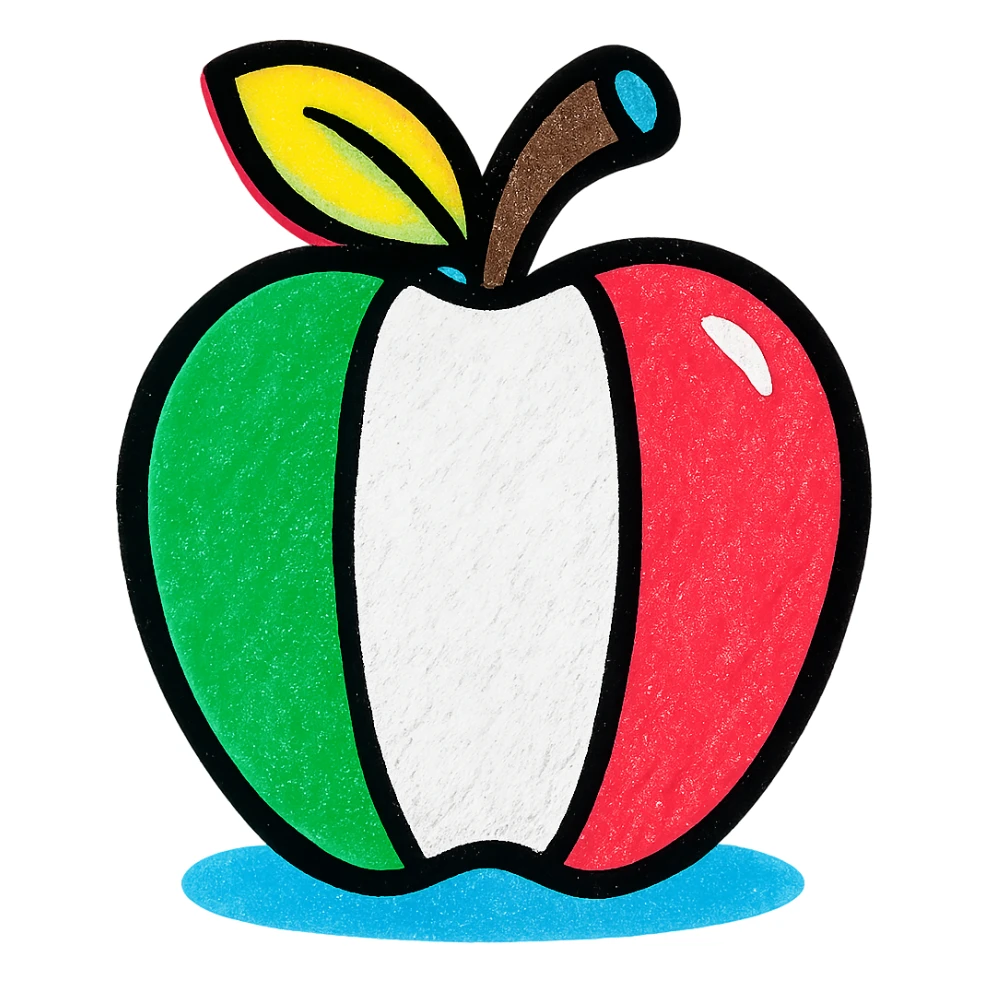 an apple with green, white, and red stripes, inspired by the Mexican flag, no text sticker