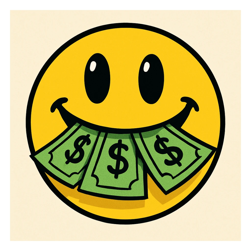 yellow face with money mouth sticker