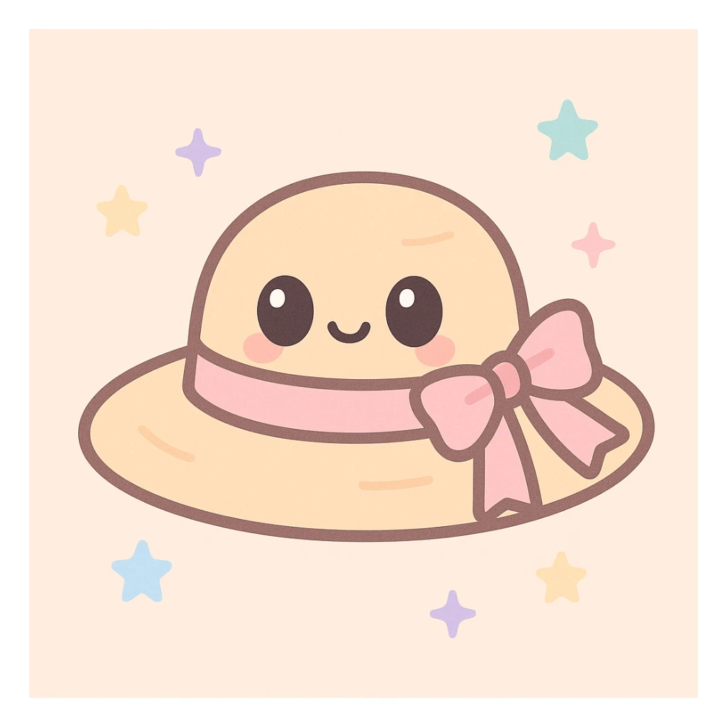 a straw hat with a ribbon, cottage core style, rustic and charming, soft pastel colors sticker