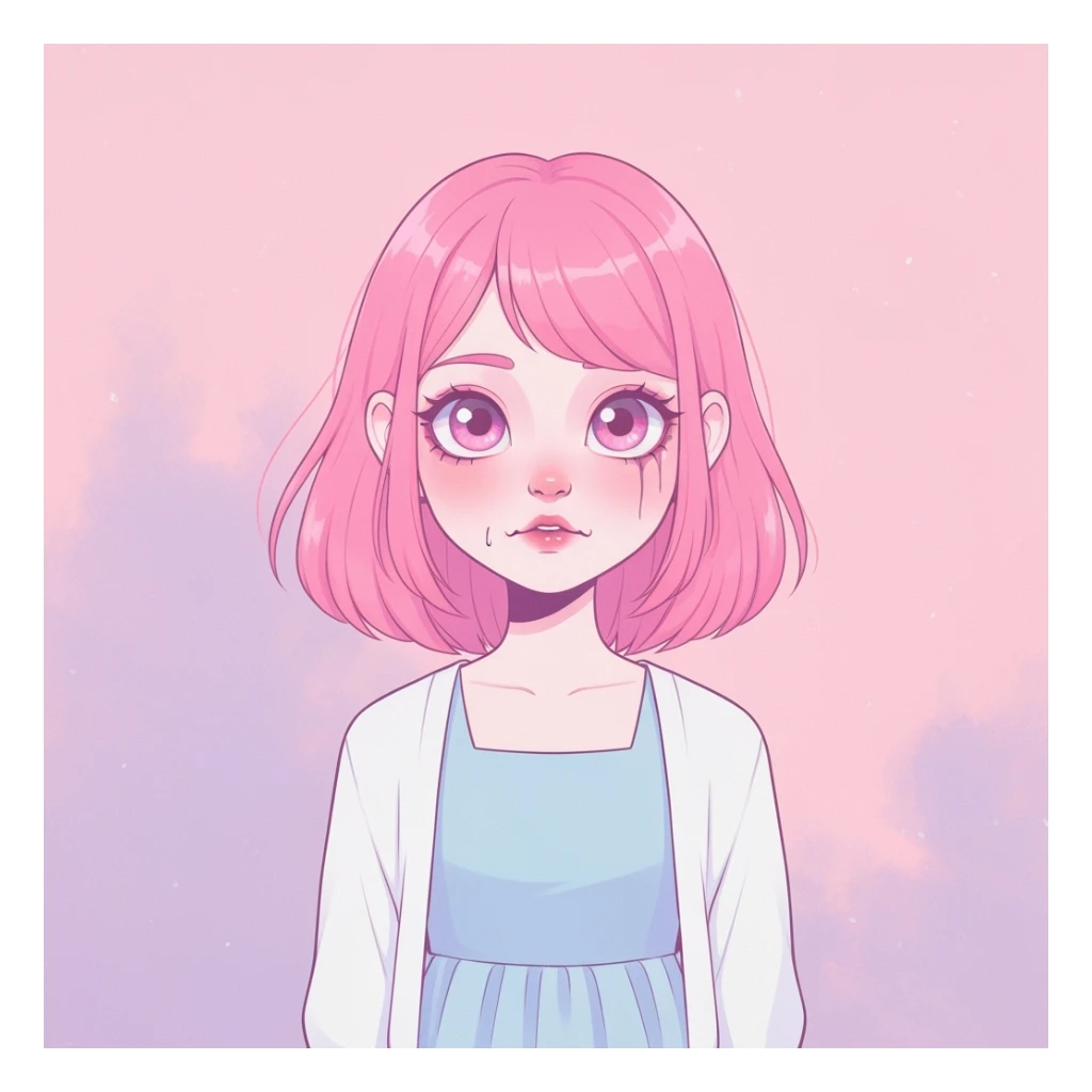 pastel horror profile picture, cute, expressive, minimal, variation 3 sticker