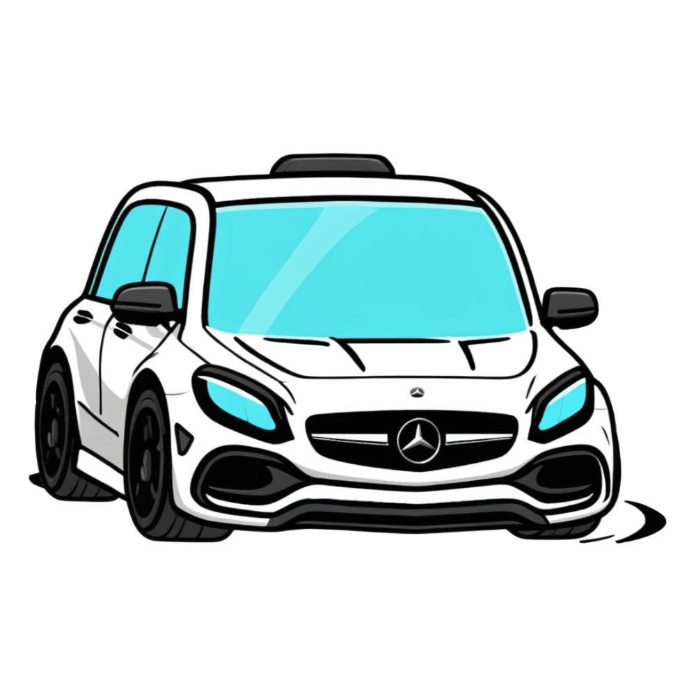 Mercedes car as a cartoon sticker sticker