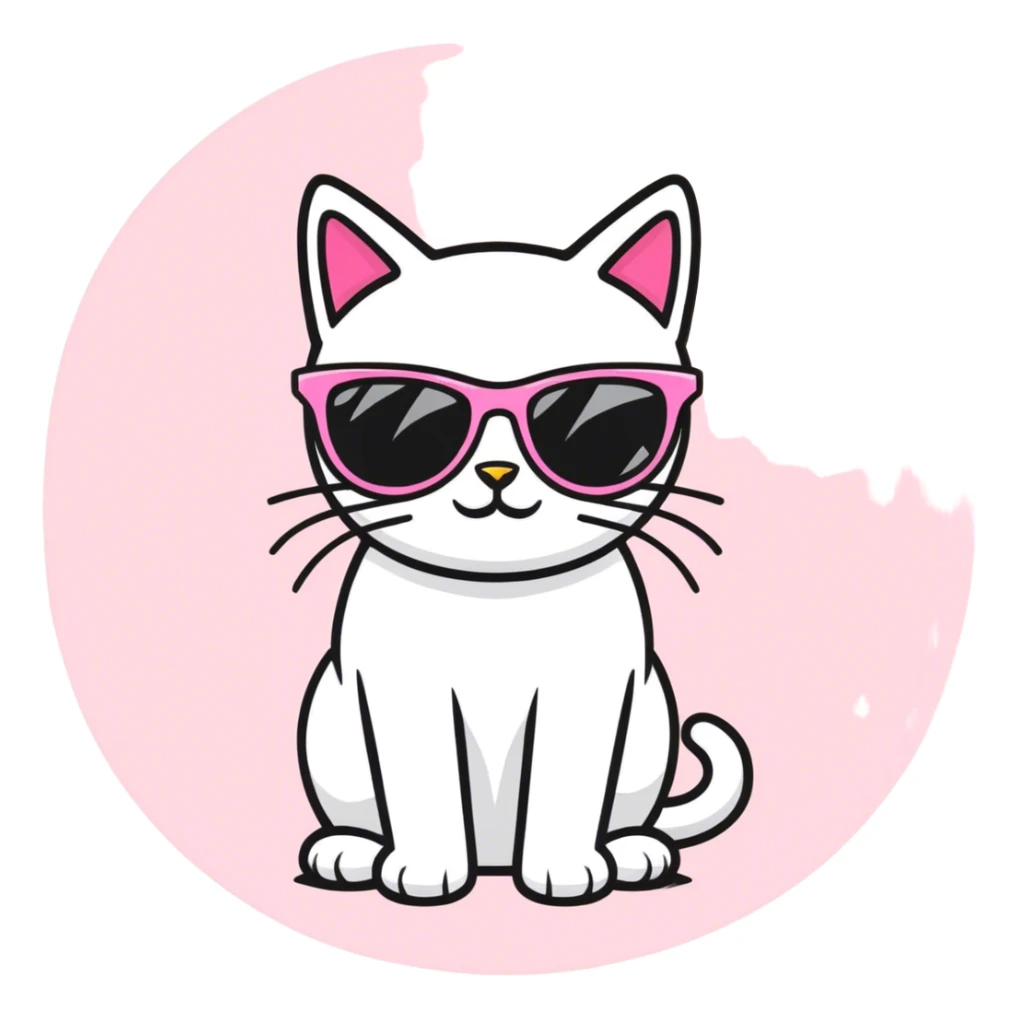 A black cat wearing pink sunglasses sticker