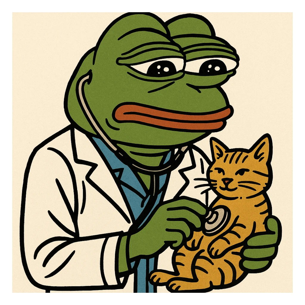 veterinarian examining a cat sticker