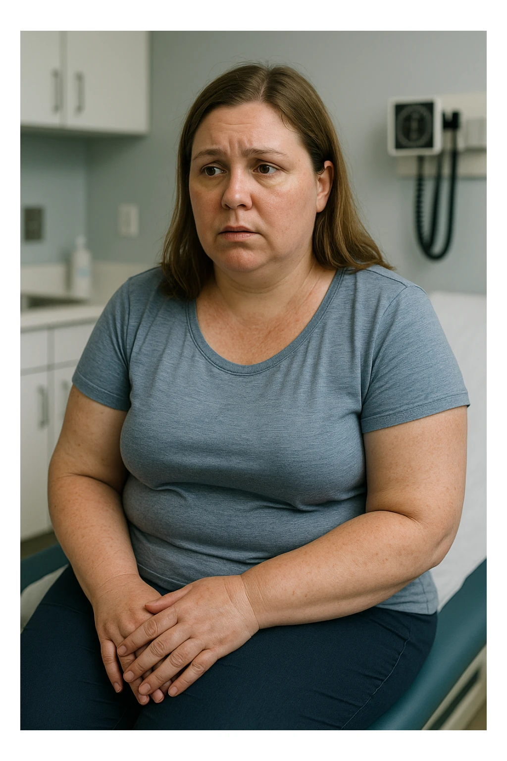 Donna con problemi cardiovascolari e linfatici a causa della sua PCOS, immagine realistica sticker