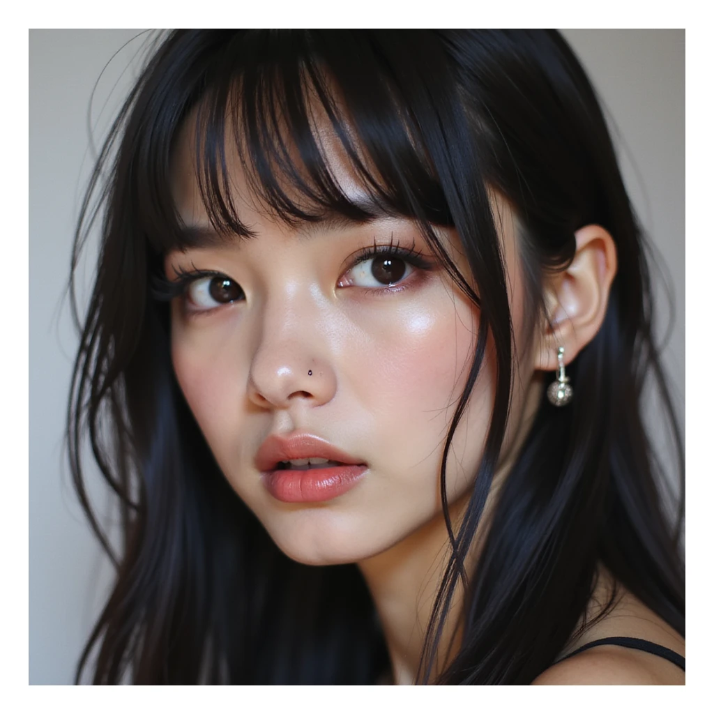 Lisa from Blackpink, close-up portrait, photorealistic, cool expression, modern style sticker
