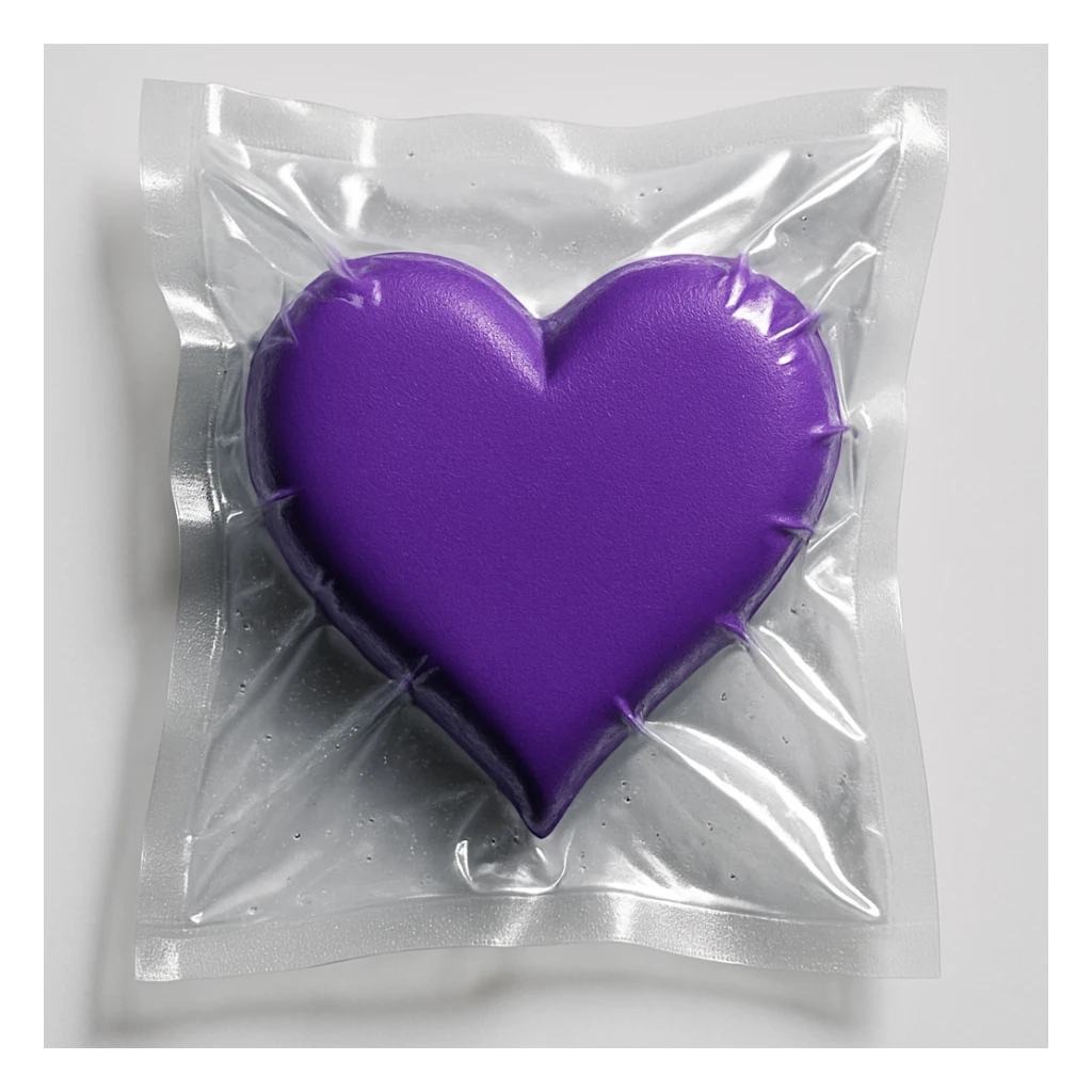 purple heart, vacuum sealed style, glossy, no text sticker