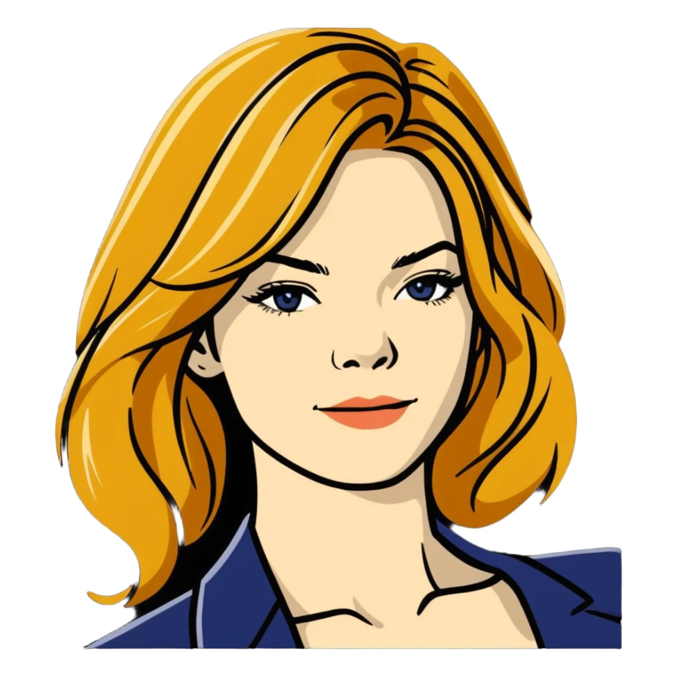 Michelle Monaghan with honey blonde hair, elegant portrait sticker