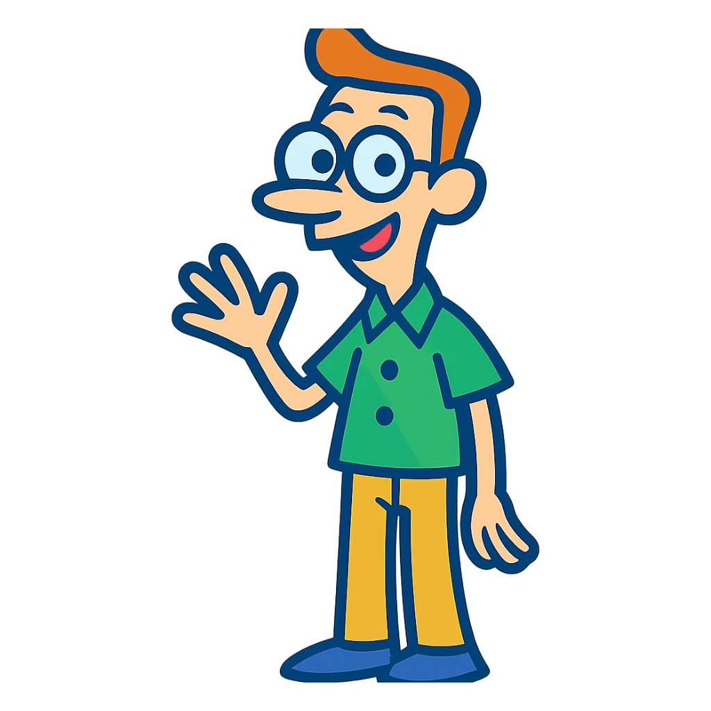 Make the colors brighter and more vibrant, keep the cartoon style, with no background sticker