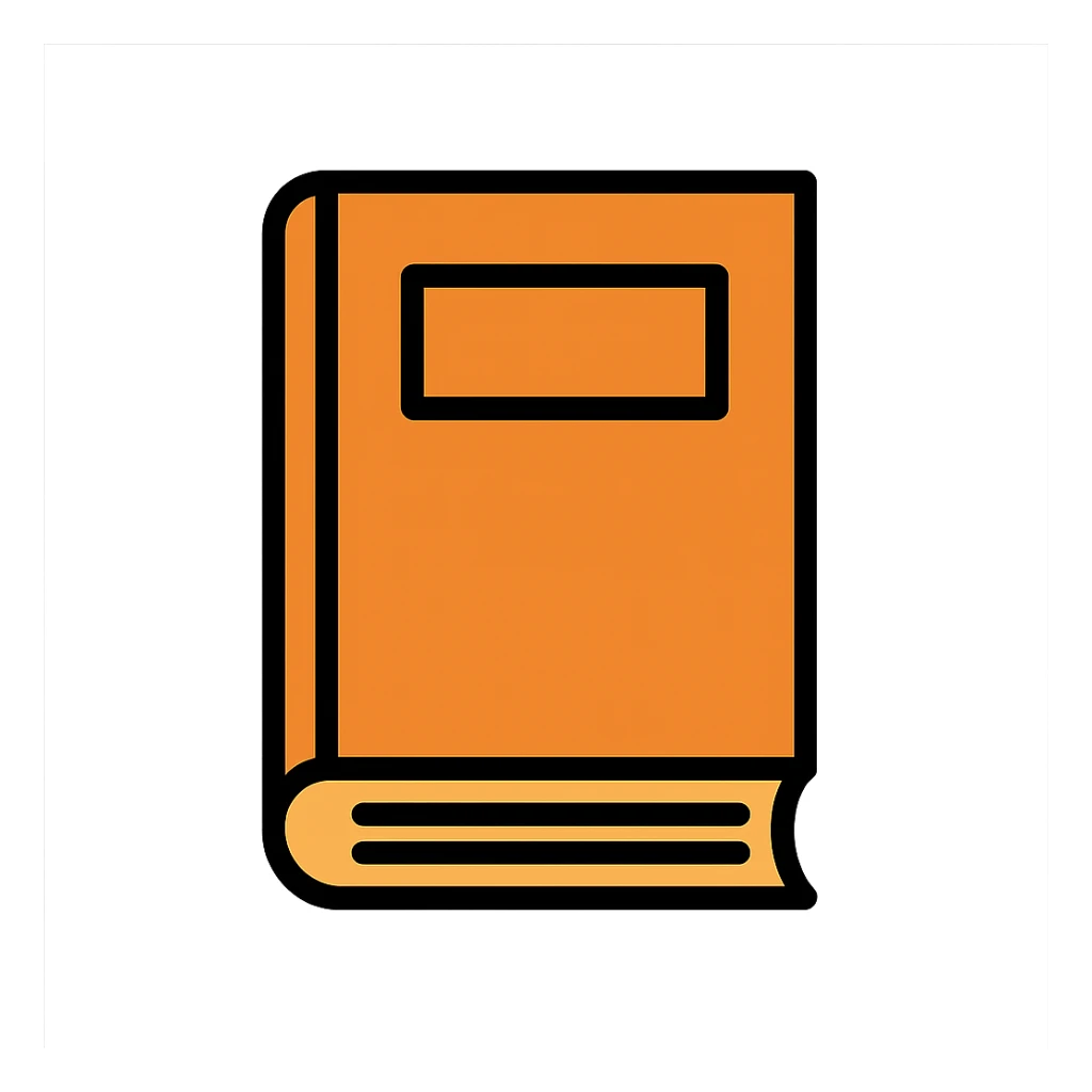 front facing orange book, bold orange color, clean lines sticker