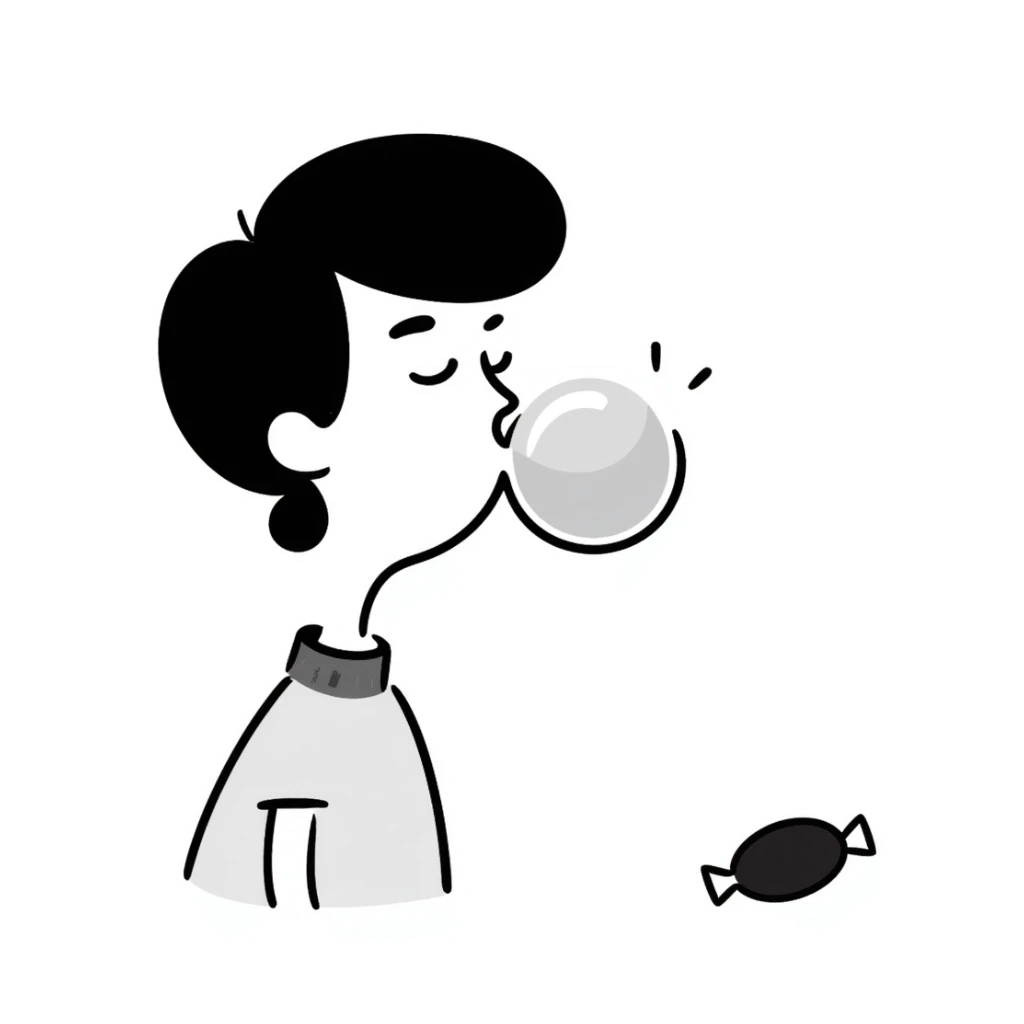 simple hand drawn bubble gum with a bubble being blown sticker